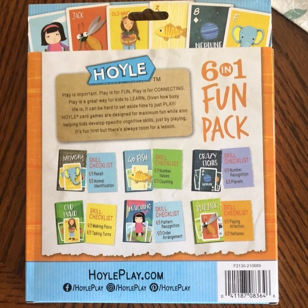 Hoyle 6 in 1 Fun Pack 6 Card Games Ages 3+ NEW